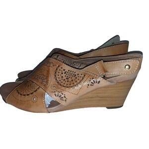 PIKOLINOS perforated Leather Wedge Sandals EU  37  US 7 Cut Out Slingback